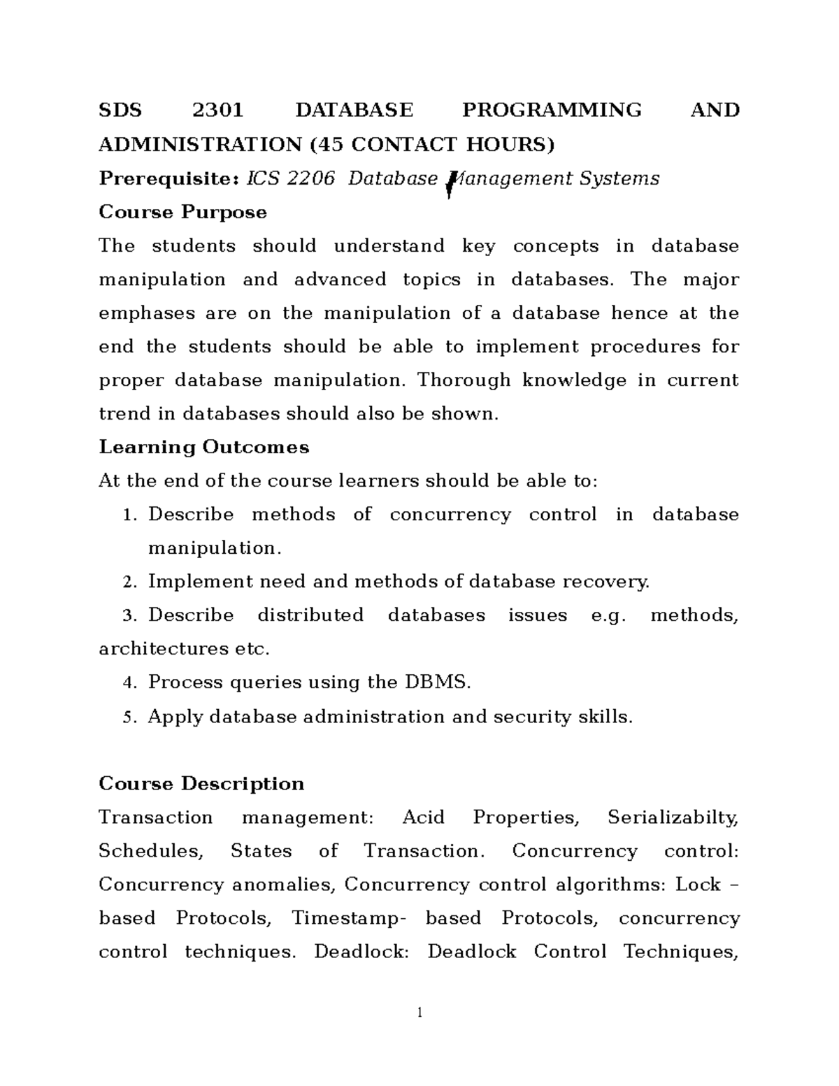 Lesson 1 - SDS 2301 Database Programming and Adminstration Course ...
