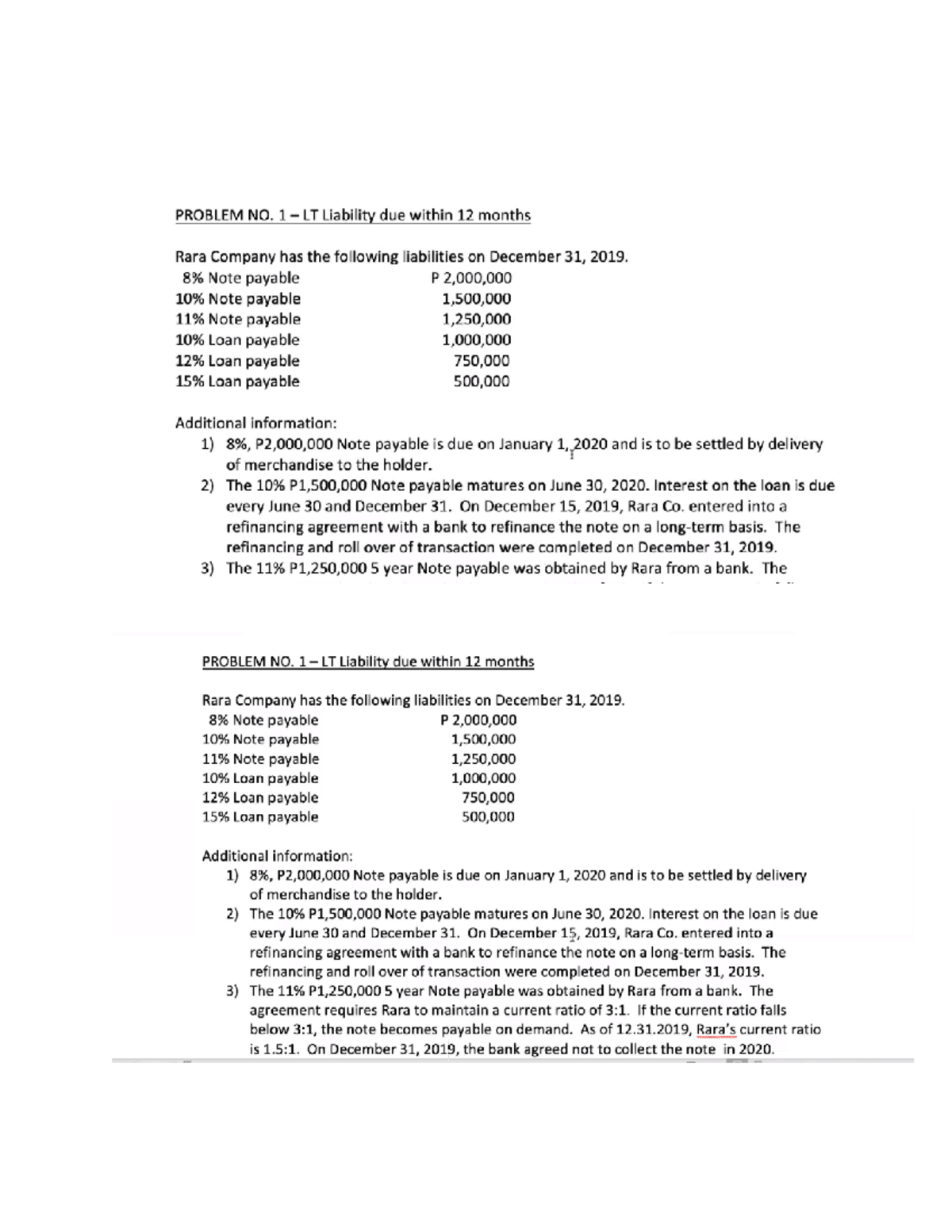 Sample Problem AT Liabilities - Accounting - Studocu