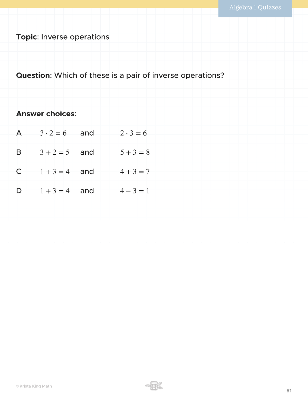 02 Inverse operations - sadsda - Topic: Inverse operations Question ...