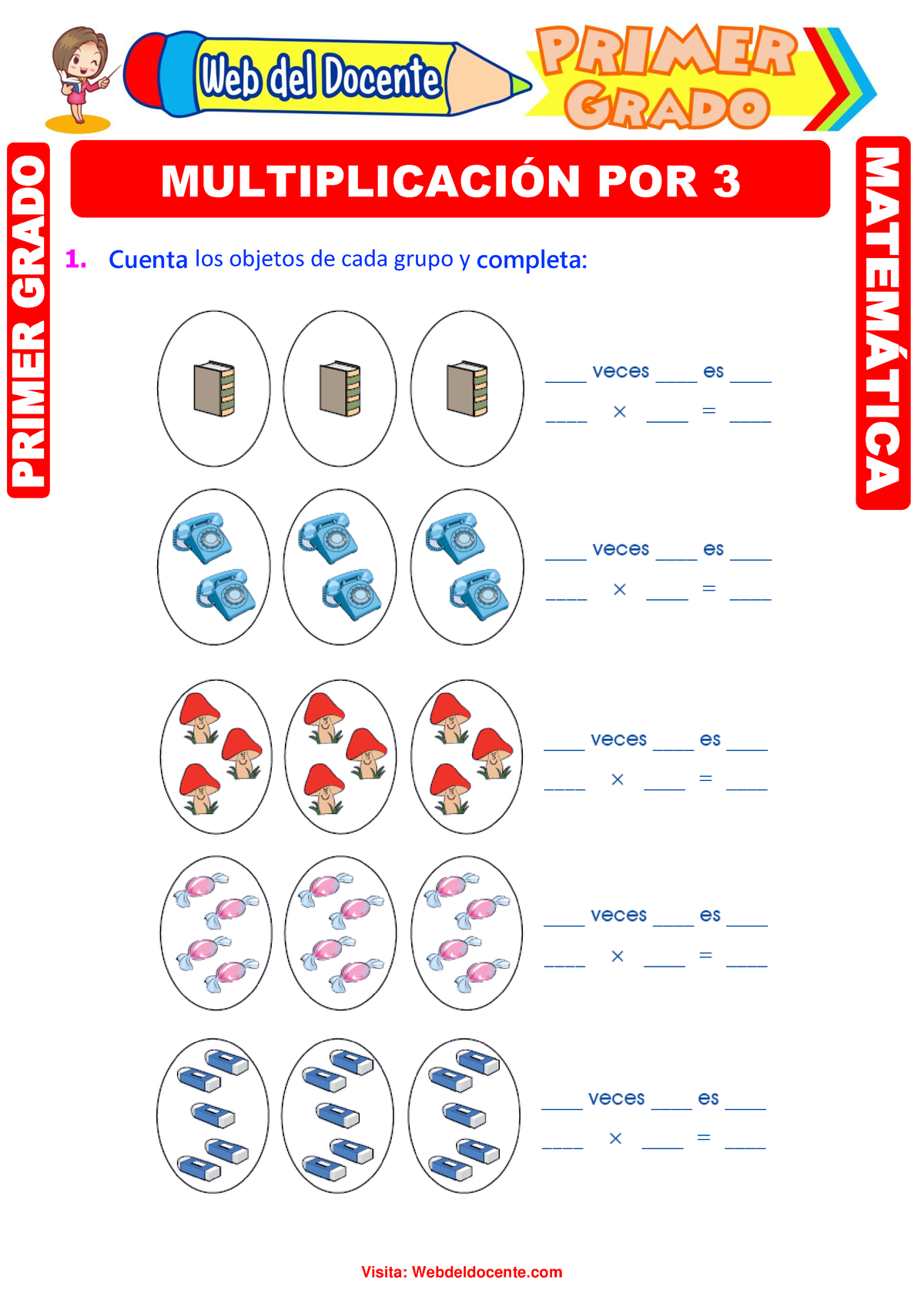 Multiplicación-por-3-para-Primer-Grado-de-Primaria - 1. Cuenta Los ...