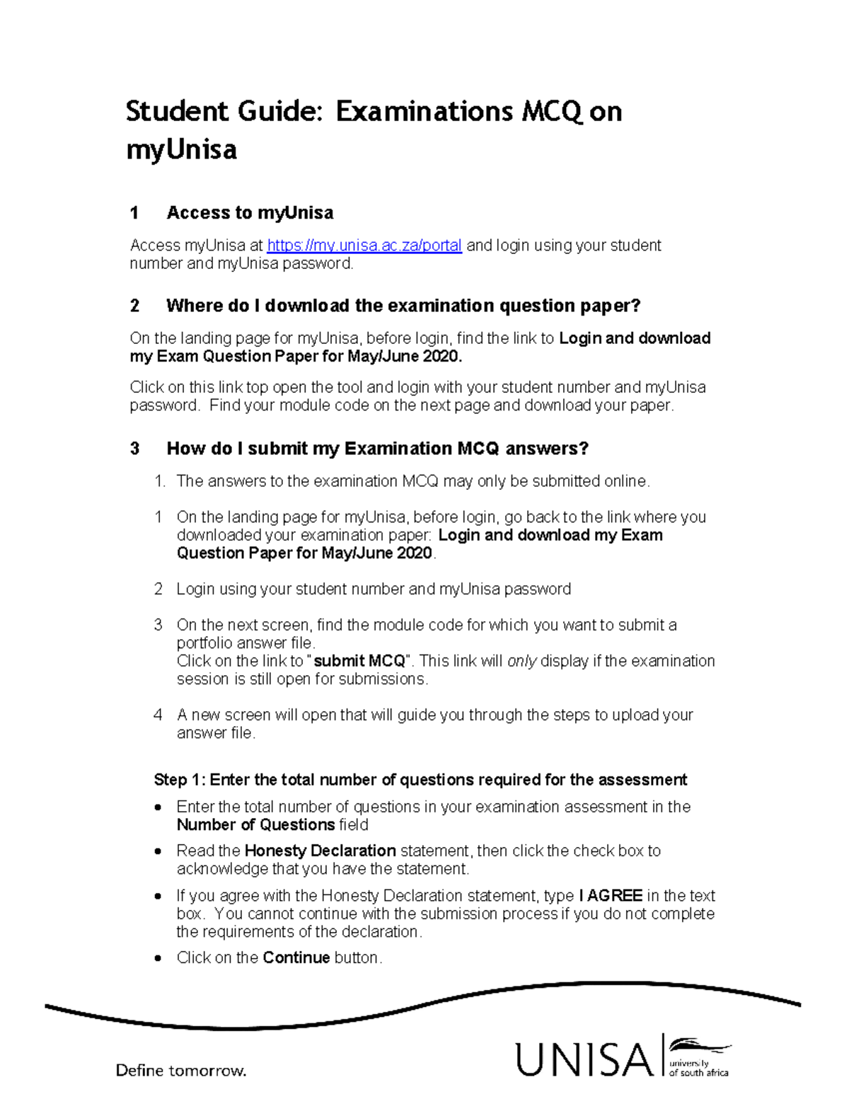 Student Guide for Full MCQ on Assessment Info Tool v4 - Student Guide ...