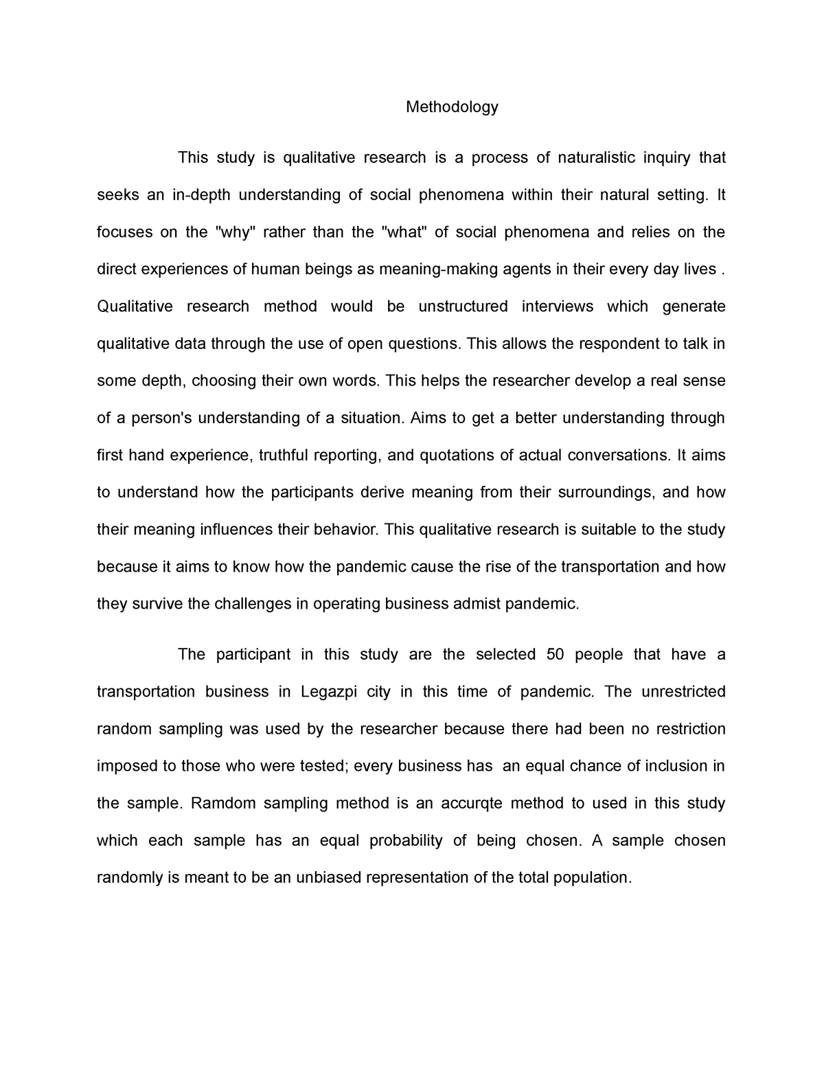 short essay about research methodology