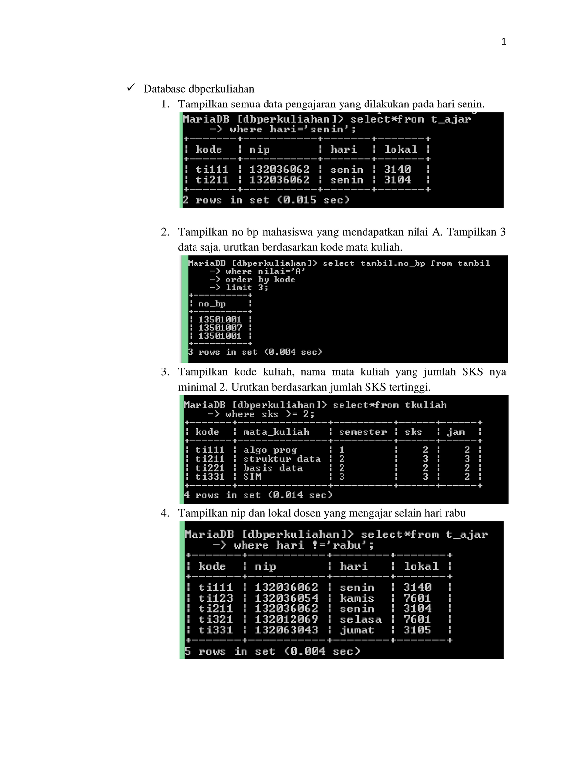 Query Multi Tabel - Database Dbperkuliahan 1. Tampilkan Semua Data ...