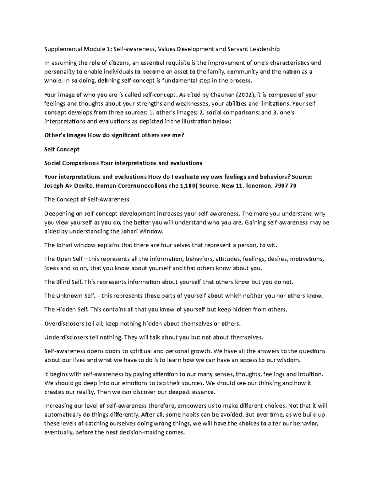 Supplemental Module 1 - Good for studying - Supplemental Module 1: Self ...
