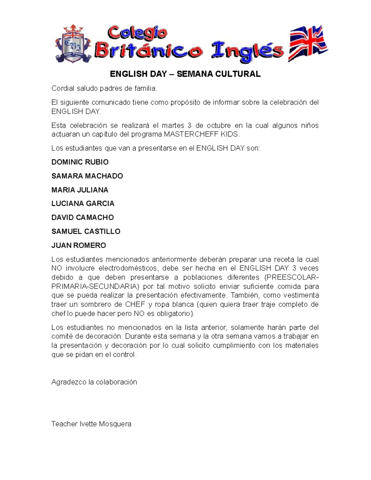 English DAY Quinto............ ENGLISH DAY SEMANA CULTURAL