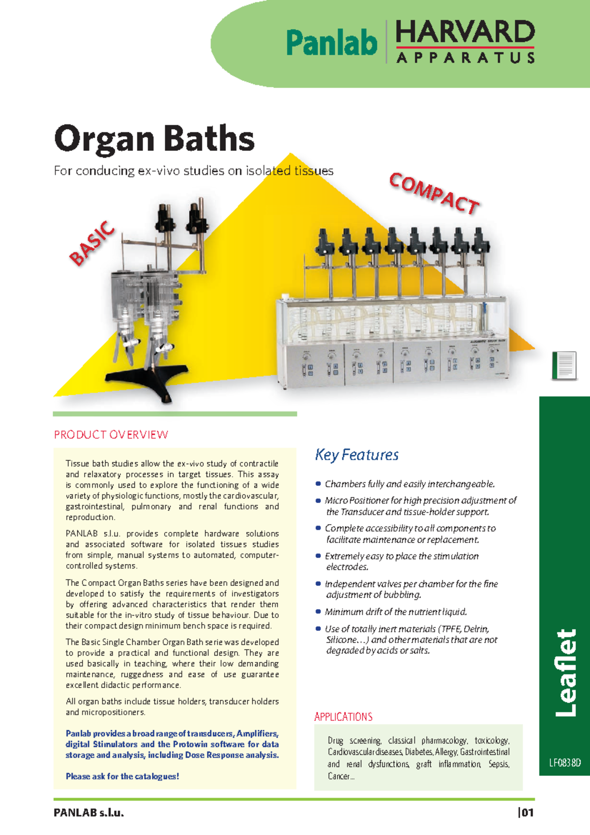 LF0838D Organ Baths Leaflet LF0838D Tissue bath studies allow the