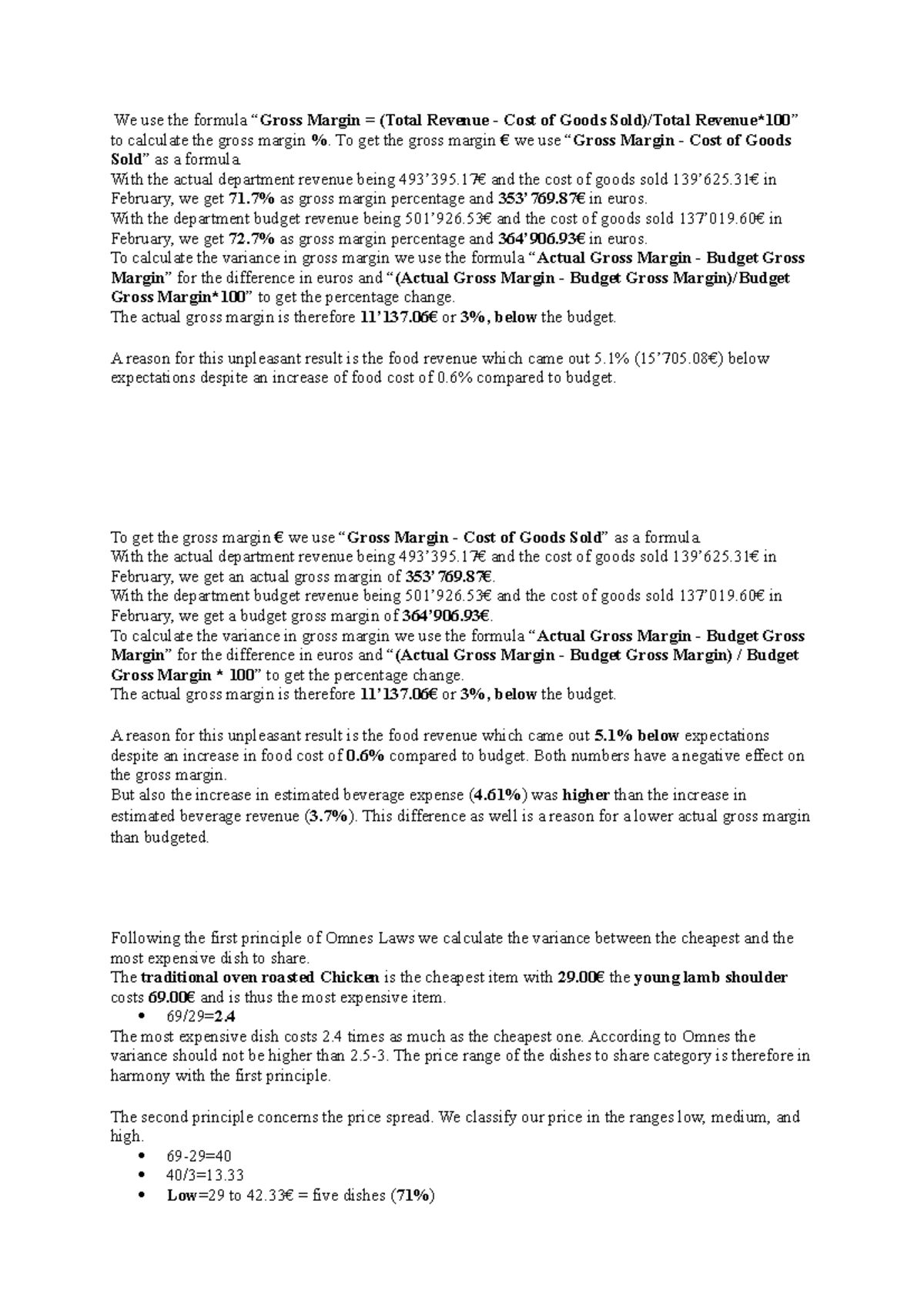 Case study F&B cost control - F&B Cost Control - Studocu