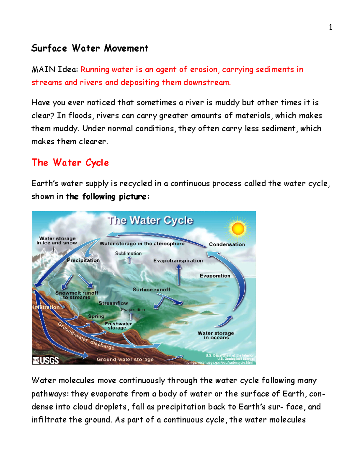 Surface Water Movement - Surface Water Movement MAIN Idea: Running ...