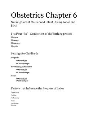 Obstetrics Chapter 8 - Lecture Notes - Obstetrics Chapter 8 Nursing ...