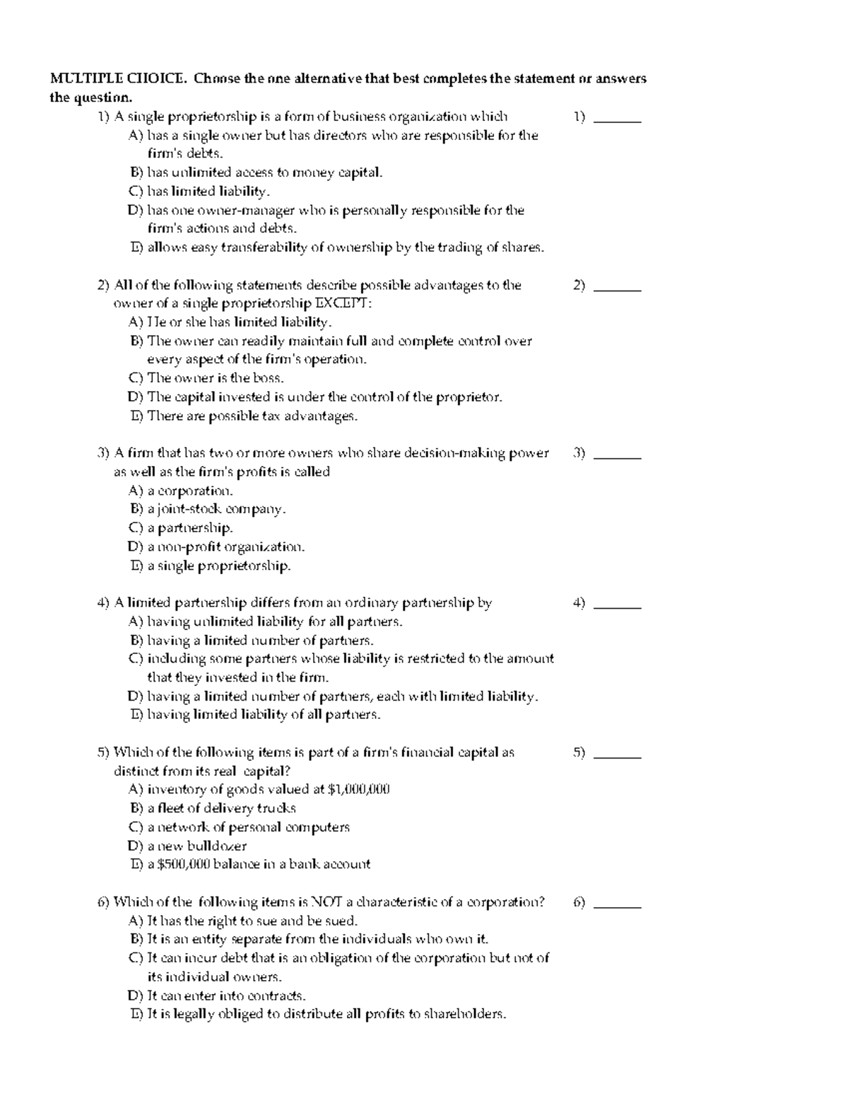 Exam 15 December 2018, questions and answers - MULTIPLE CHOICE. Choose ...