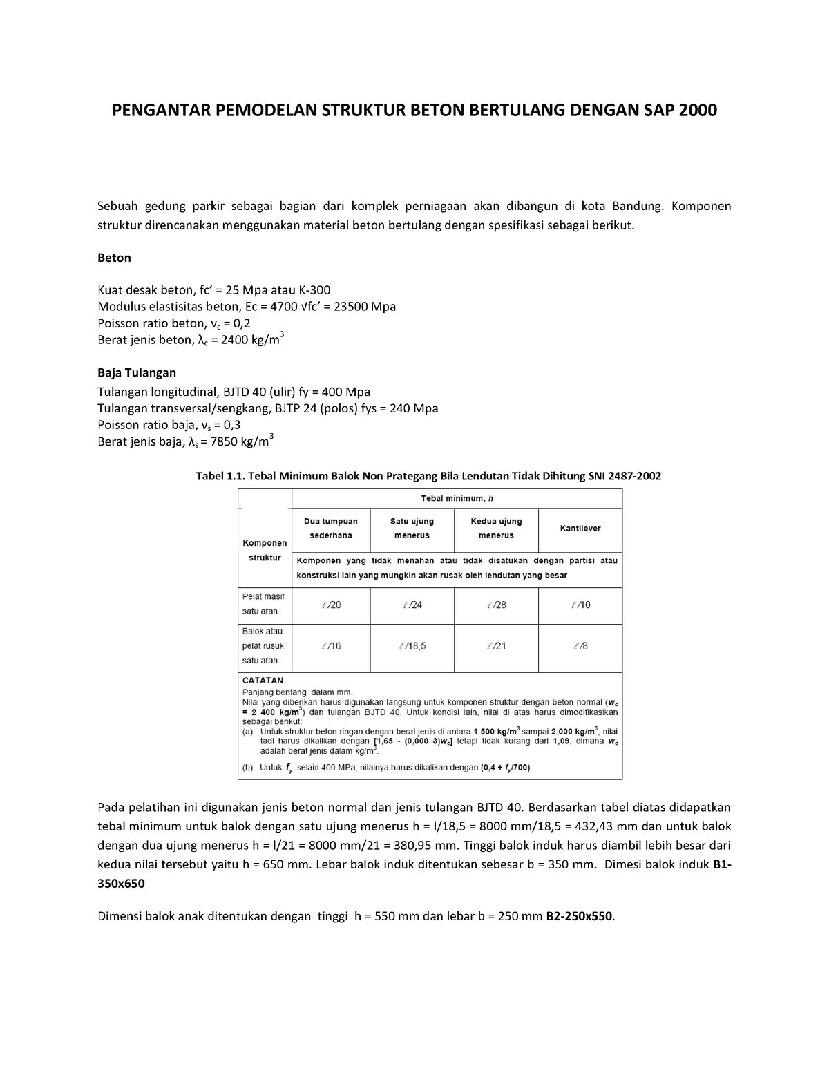 Pemodelan Struktur Sap 2000 - PENGANTAR PEMODELAN STRUKTUR BETON ...