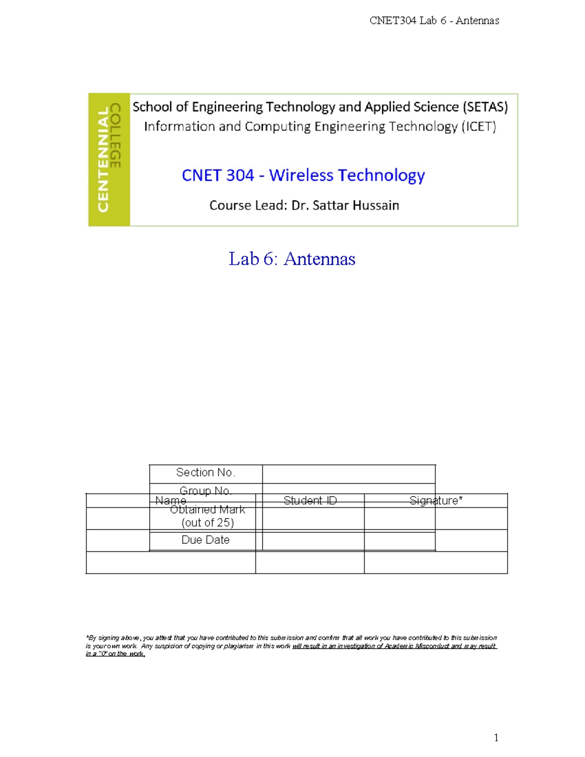CNET304 Lab 6 Antennas - IT IS JUST A TEMPLATE FILE FOR THE LAB NOT THE ...