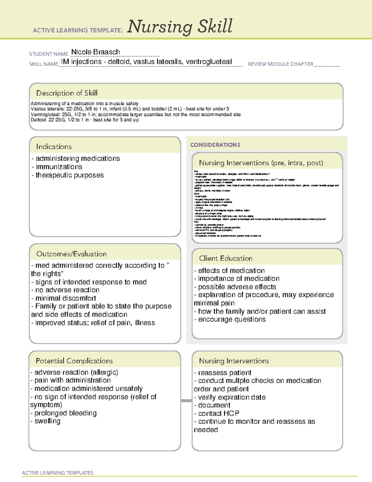 Nursing Skill Template 1014 NUR227 ACTIVE LEARNING TEMPLATES