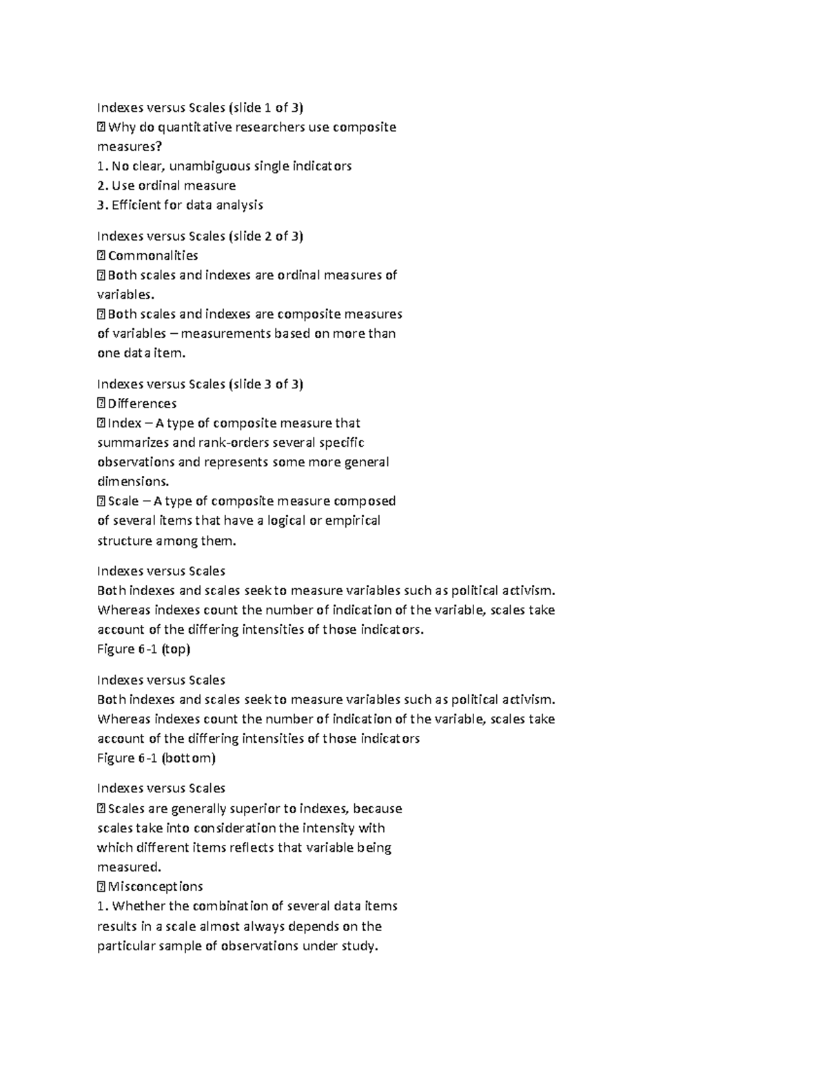 Chapter 6 Indexes, Scales, AND Typologies - Indexes versus Scales ...
