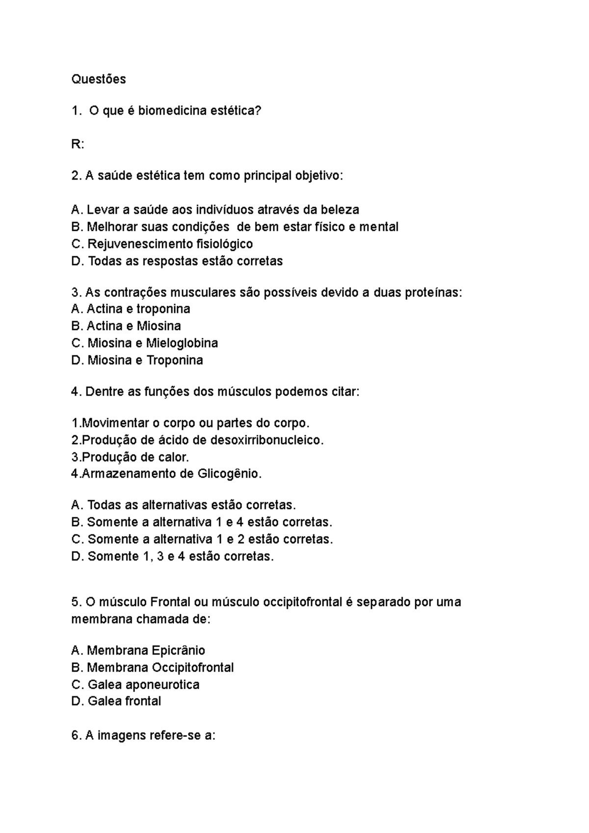 Questionário Prova A2 - Trabalho - Questões O Que é Biomedicina ...