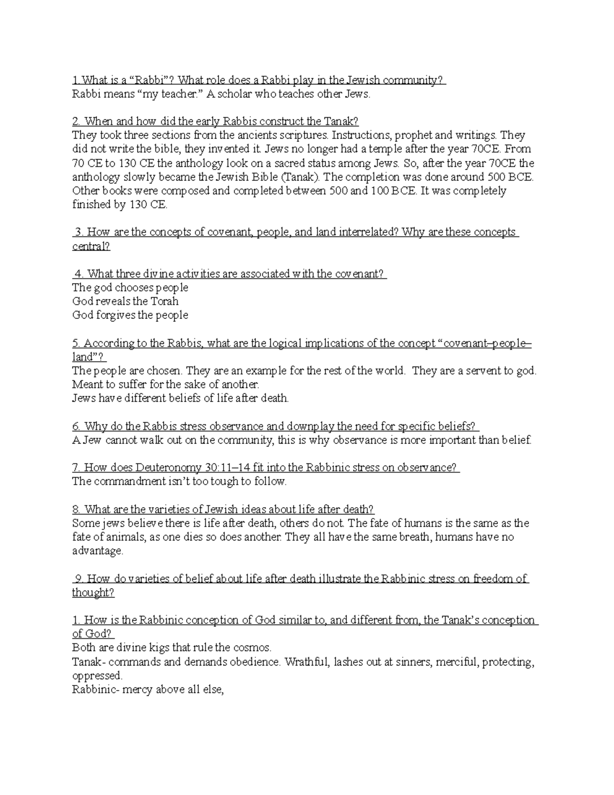 JCM question and answers 1 1 is a “Rabbi”? What role does a Rabbi