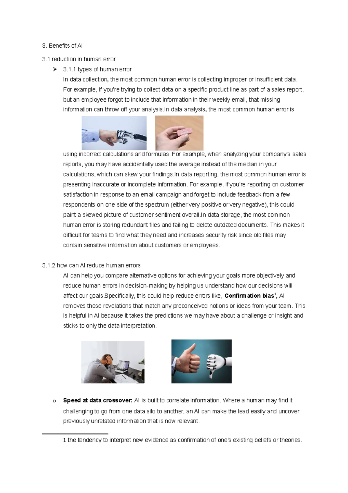 Computer applications 3 - Benefits of Al 3 reduction in human error 3.1 ...