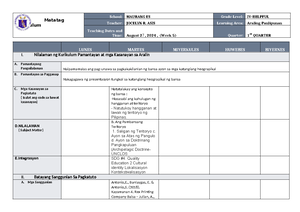 Matatag Lesson PLAN in AP Format - MATATAG K to 10 Curriculum BANGHAY ...