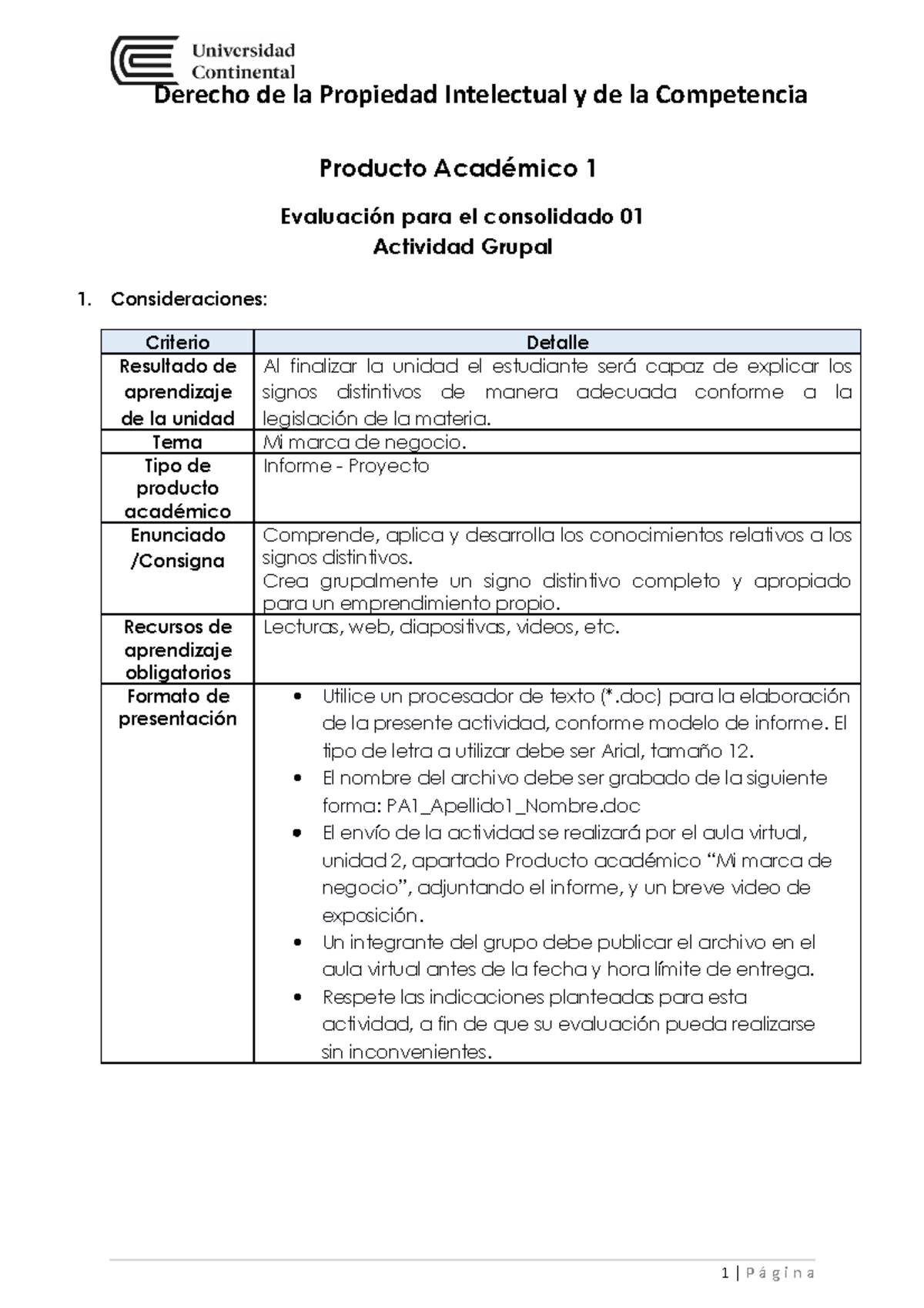 Producto académico 1 proyecto G - Derecho de la Propiedad Intelectual y ...