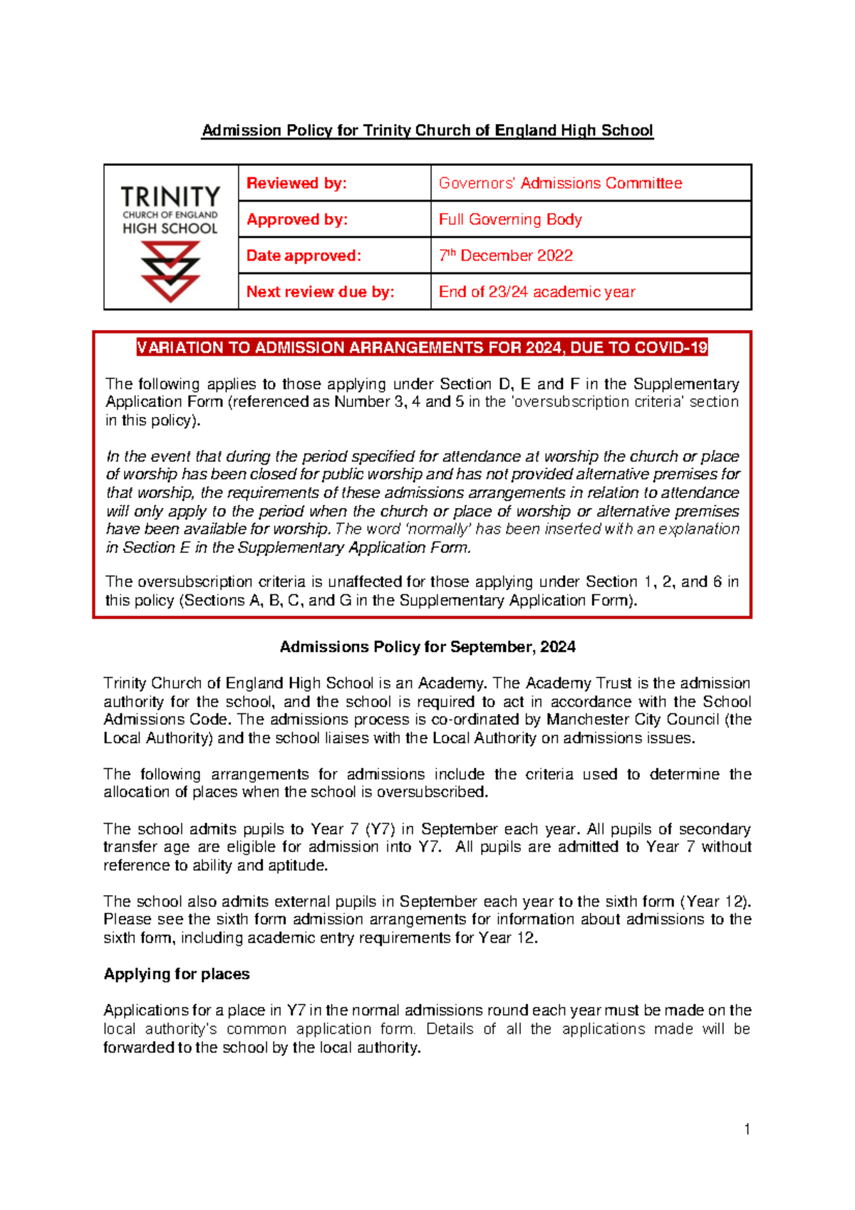 Admissions-Policy - Jgdxkyrxtur - Admission Policy for Trinity Church ...