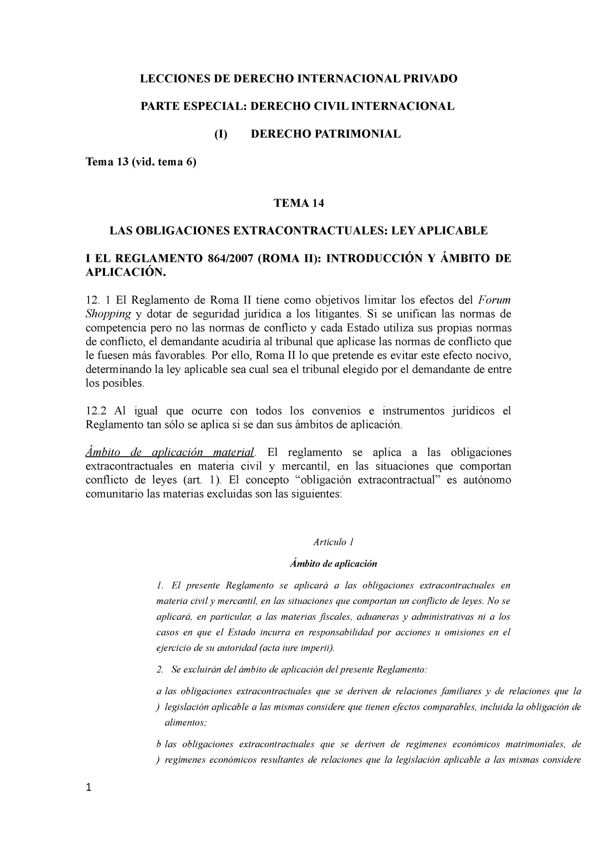 Tema 14 Ley Aplicable A Las Obligaciones Contractuales 1 Copia 2 Lecciones De Derecho 0389