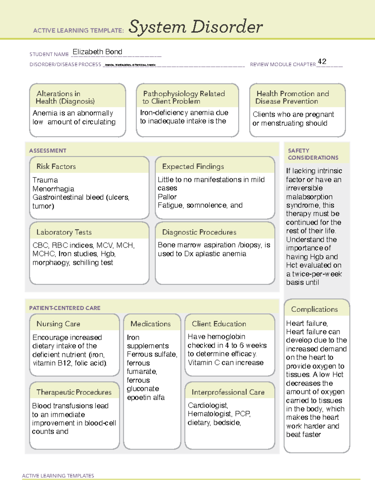 System disorder restricted - ACTIVE LEARNING TEMPLATES System Disorder ...