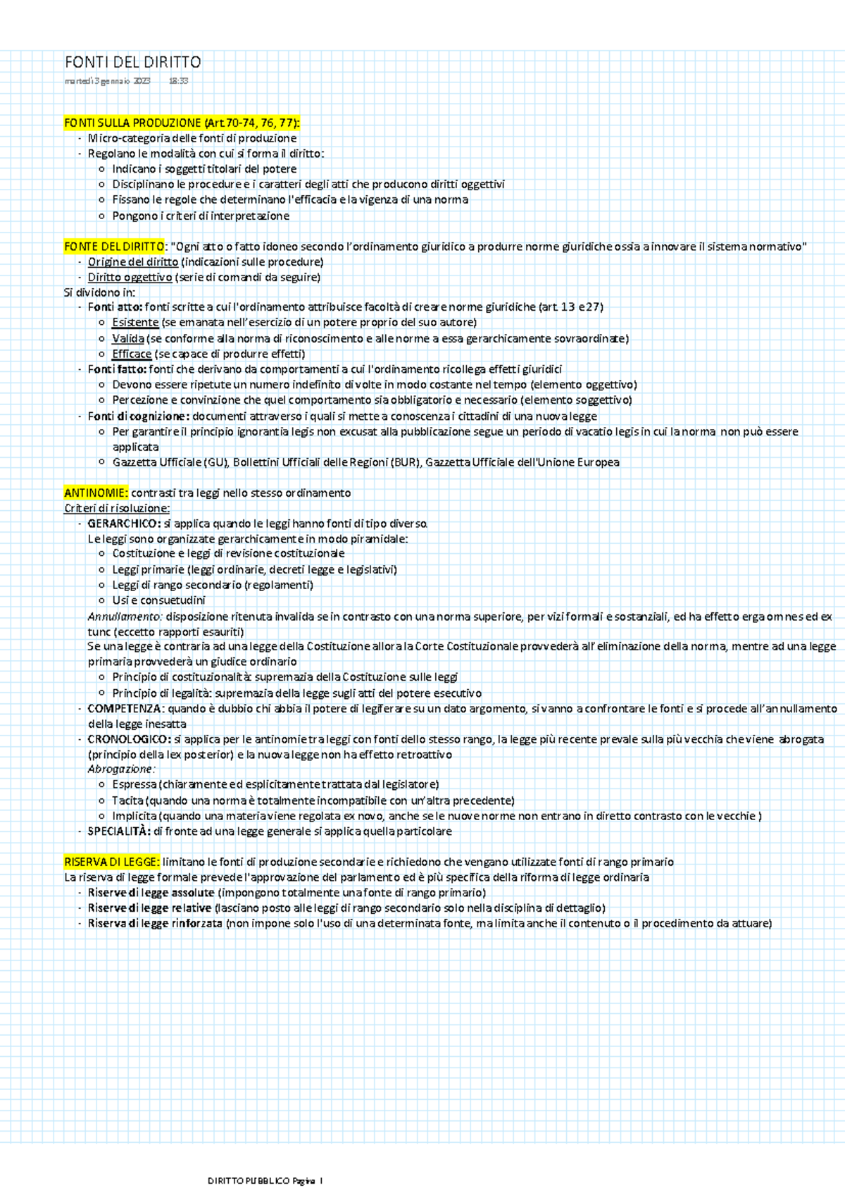 Fonti DEL Diritto FONTI SULLA PRODUZIONE