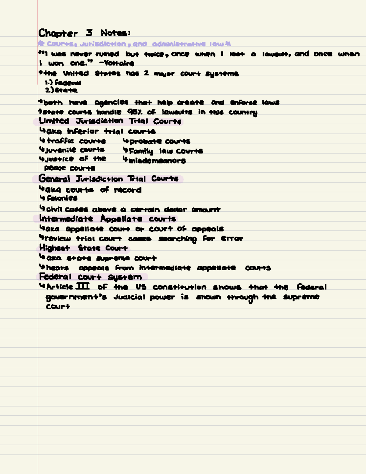 Business Law And Ethics-11 - Chapter 3 Notes: * Courts , Jurisdiction ...