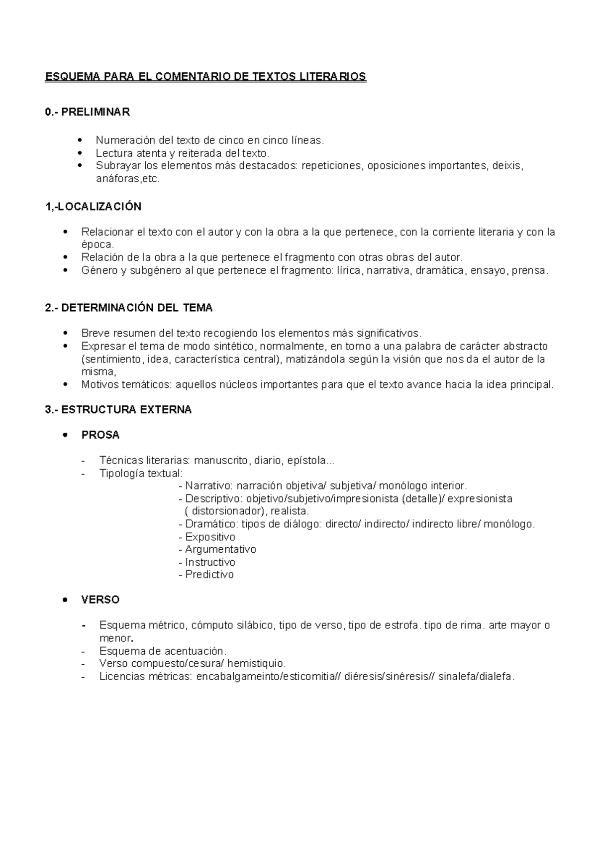 Esquema Comentario De Textos Literarios 1 2023 Esquema Para El