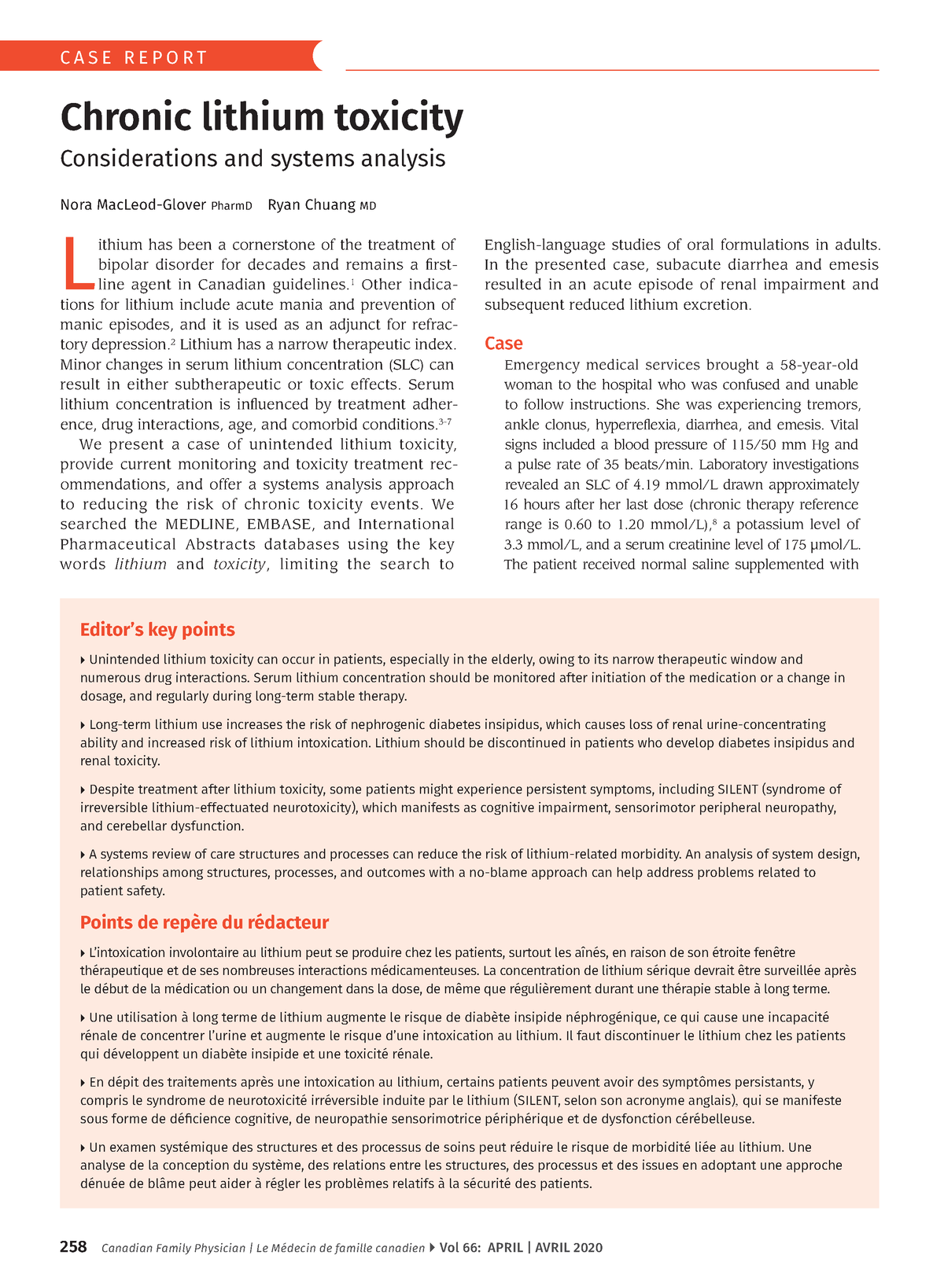 Chronic lithium toxicity - 258 Canadian Family Physician | Le Médecin ...