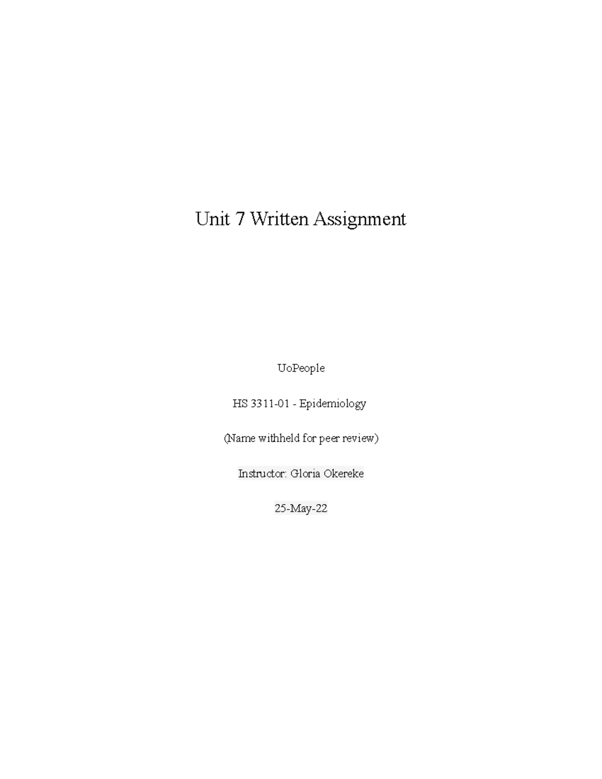 hs 3311 written assignment unit 1