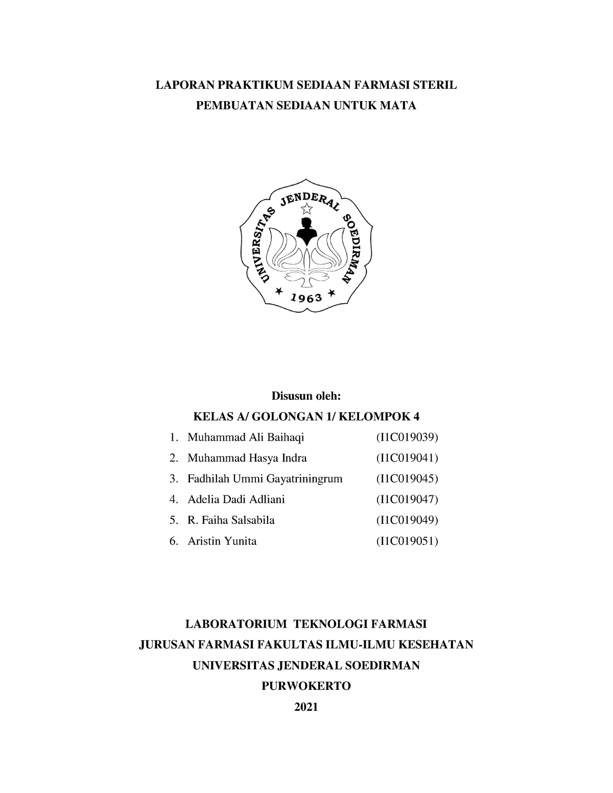 Kelompok A1-4 Laporan Praktikum P4 - LAPORAN PRAKTIKUM SEDIAAN FARMASI ...