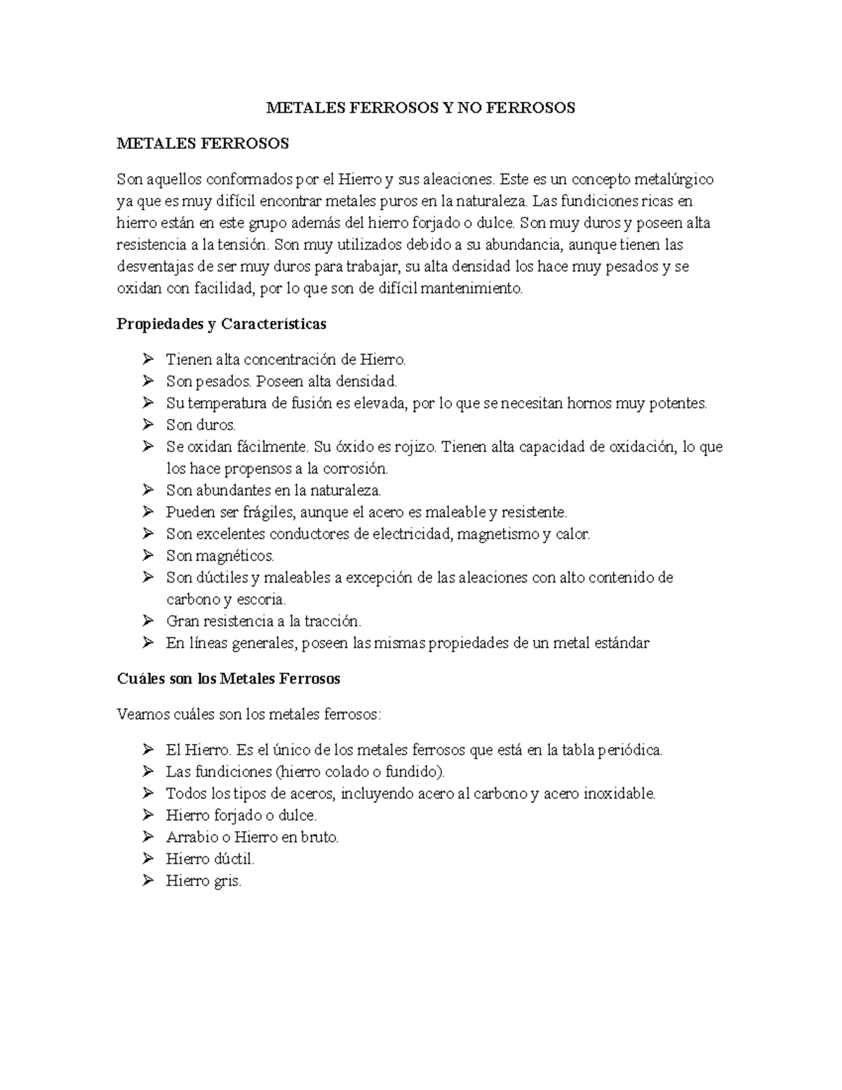 Metales Ferrosos Y NO Ferrosos Clase De Procesos - METALES FERROSOS Y ...