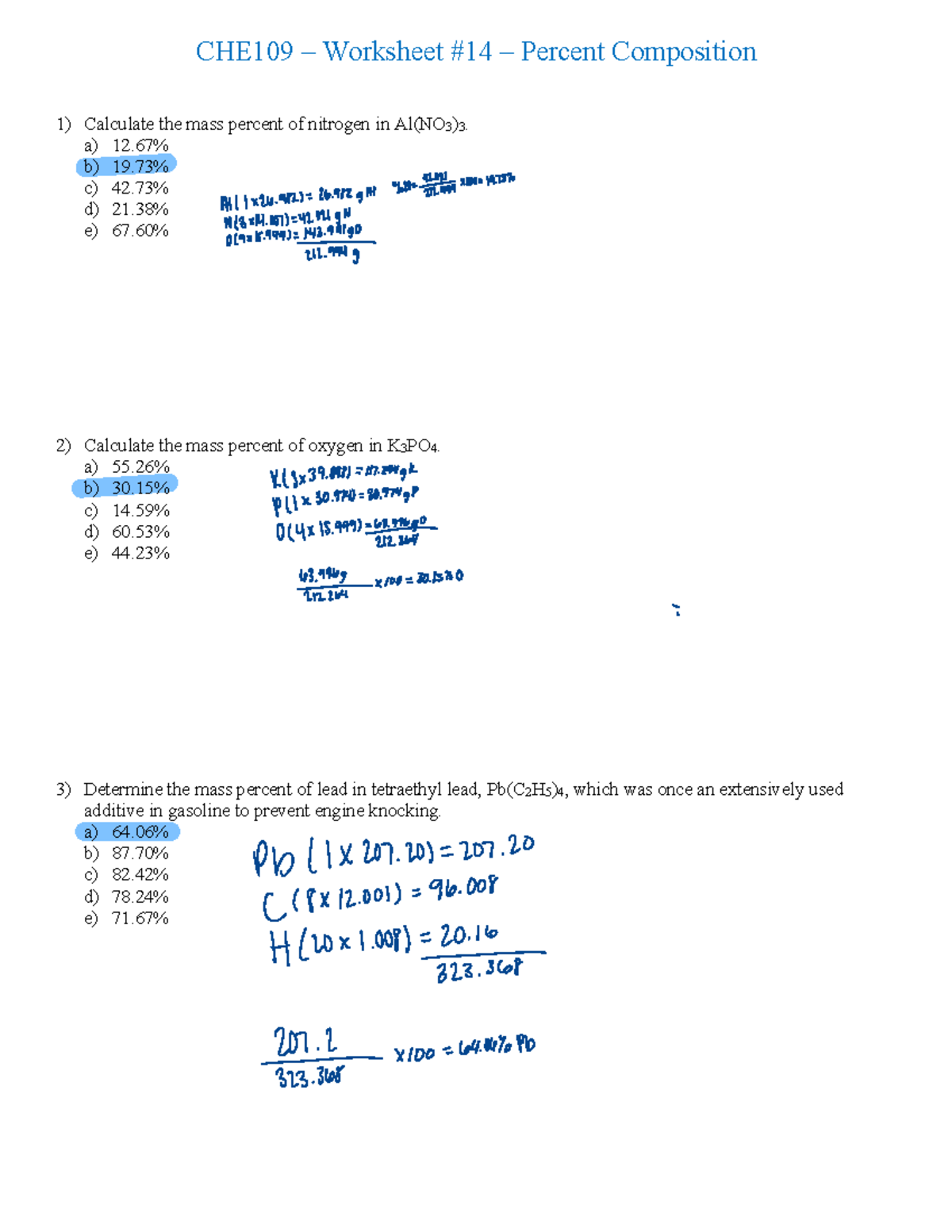 CHE109+%E2%80%93+Worksheet+%2314+%E2%80%93++Percent+Composition ...