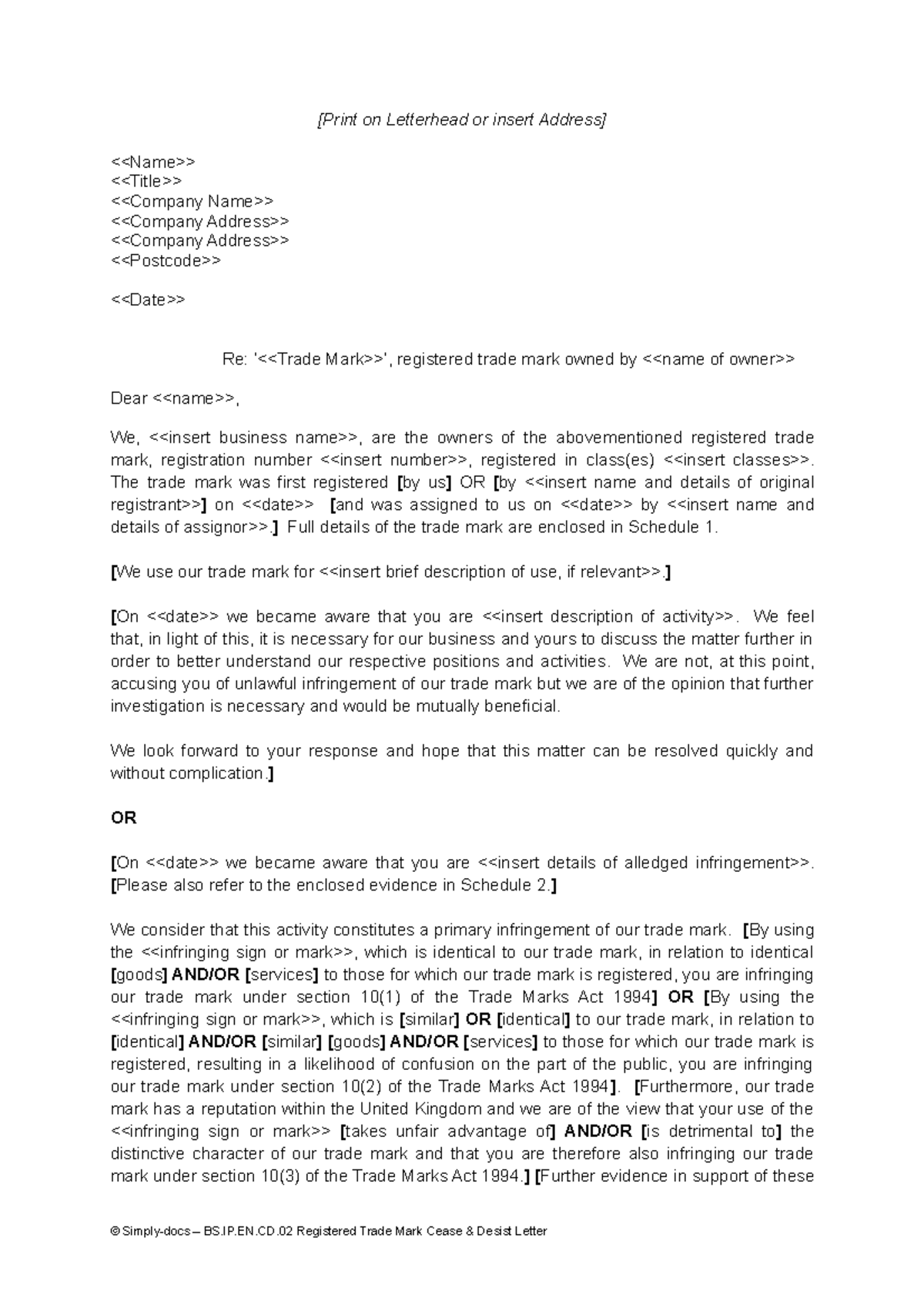 BS.IP.EN - template - [Print on Letterhead or insert Address] - Studocu