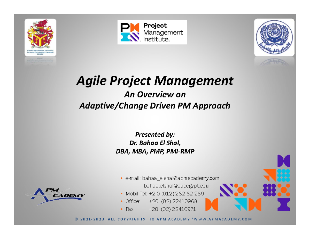 Handouts Part III - Agile Project Management - Agile Project Management