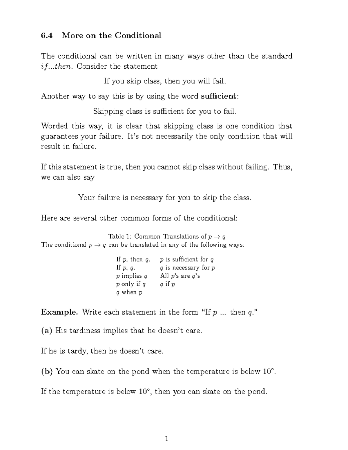 6.4 More on the Conditional - 6 More on the Conditional The conditional ...