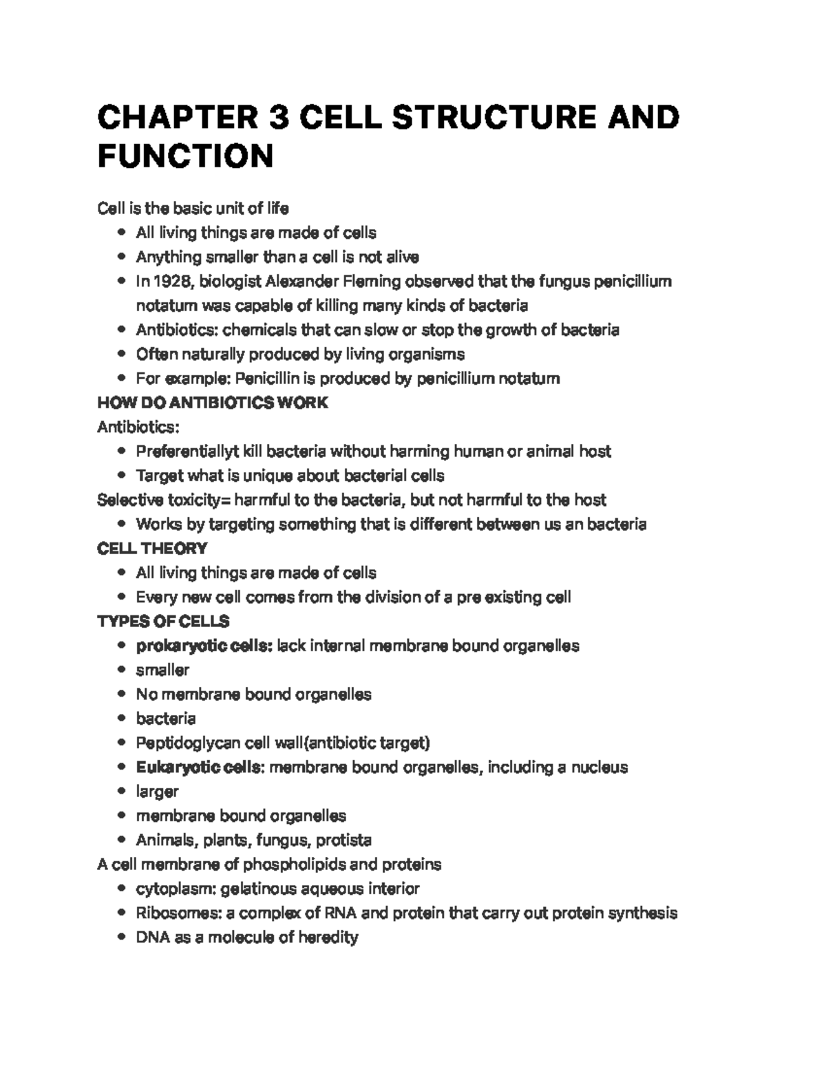 Chapter 3 CELL Structure AND Function - C H A P T E R 3 C E L L S T R U ...