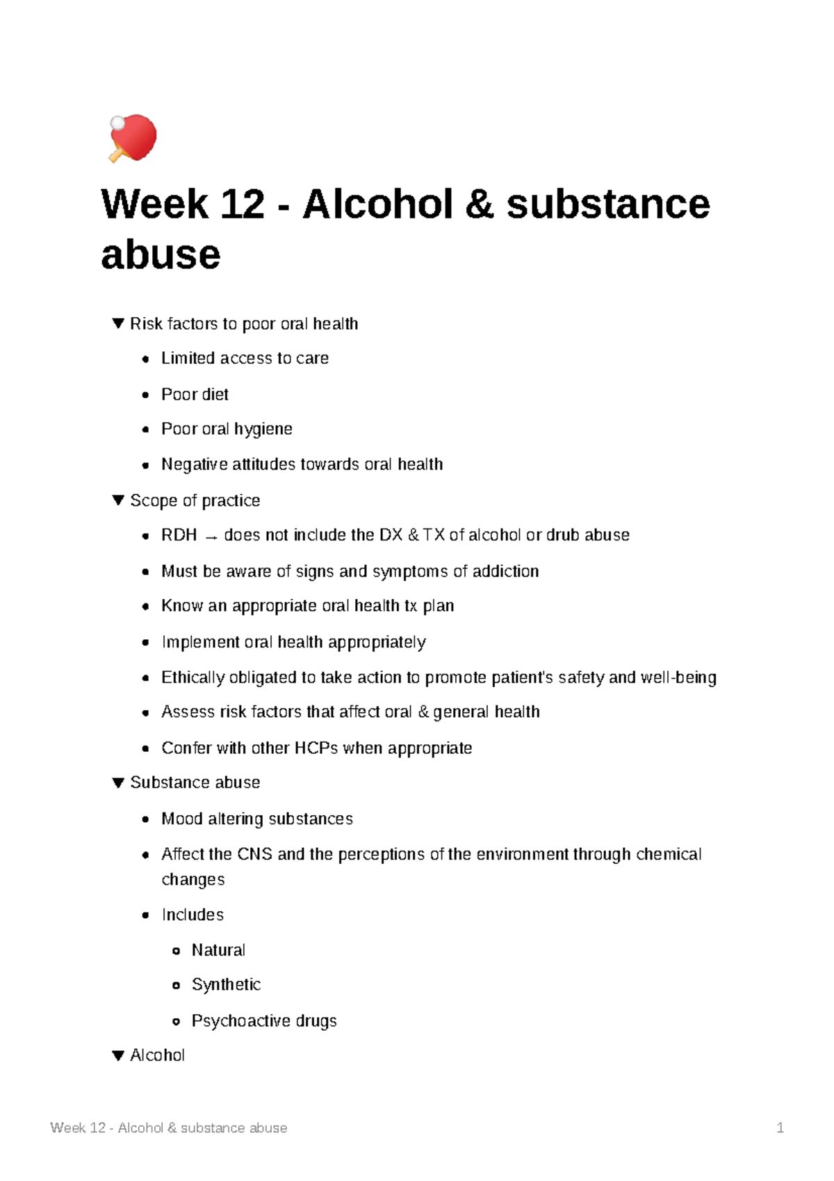 Week 12 Alcohol Substance Abuse Week 12 Alcohol Substance
