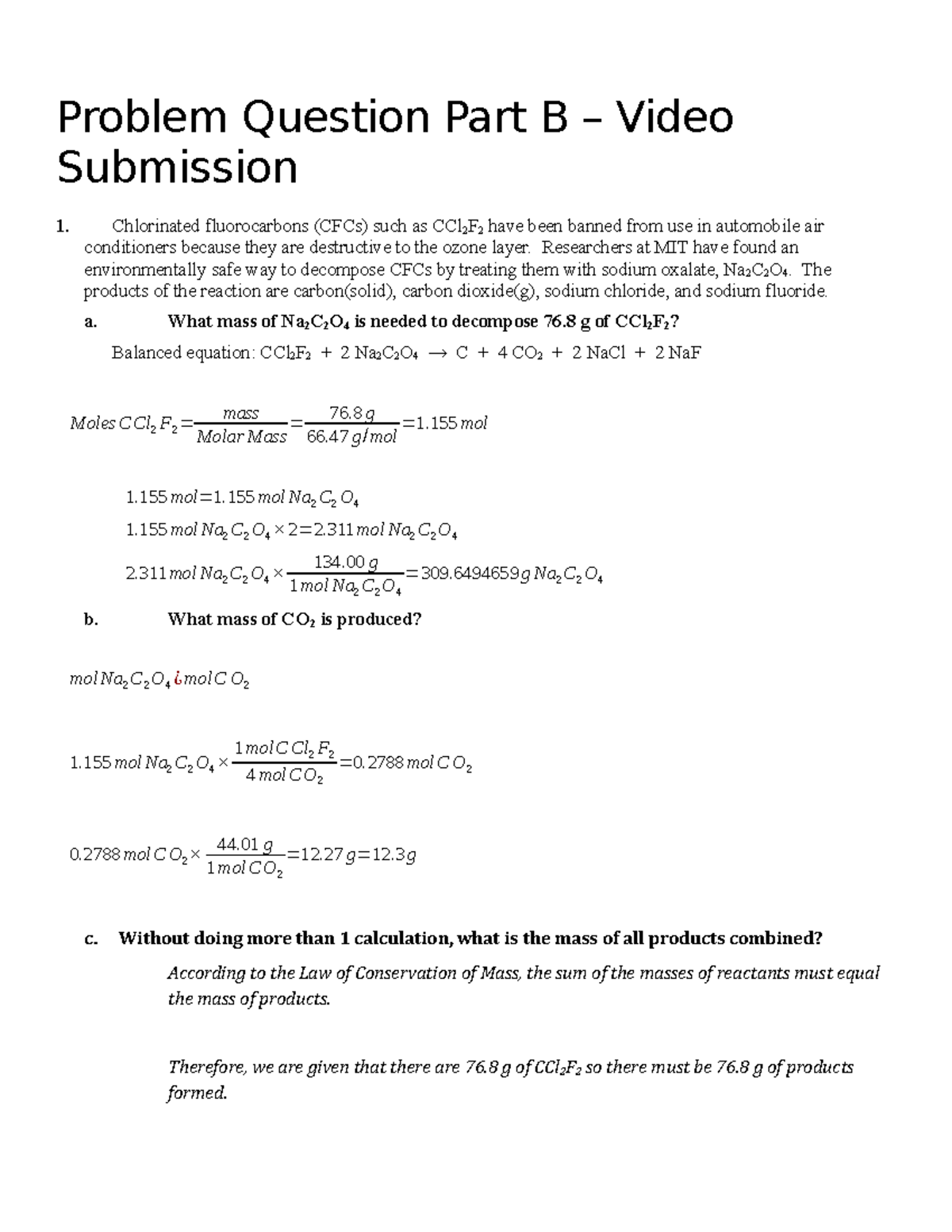 Question Practice - Problem Question Part B – Video Submission ...