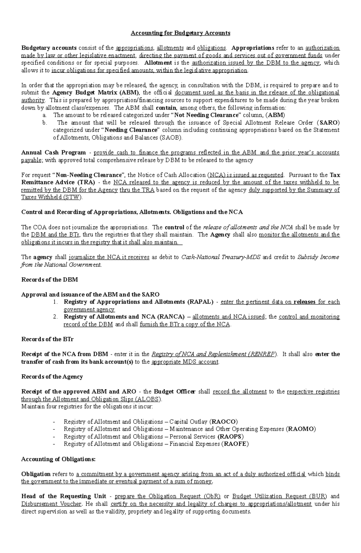 Note 5 Accounting For Budgetary Accounts Business Administration 2 