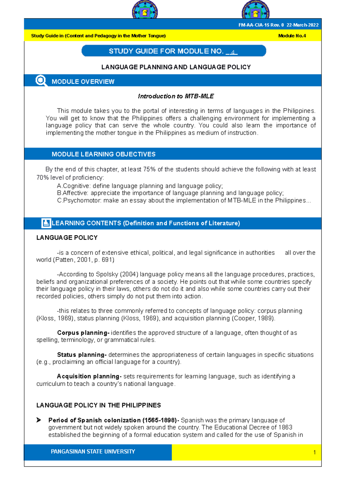 dissertation on language policy