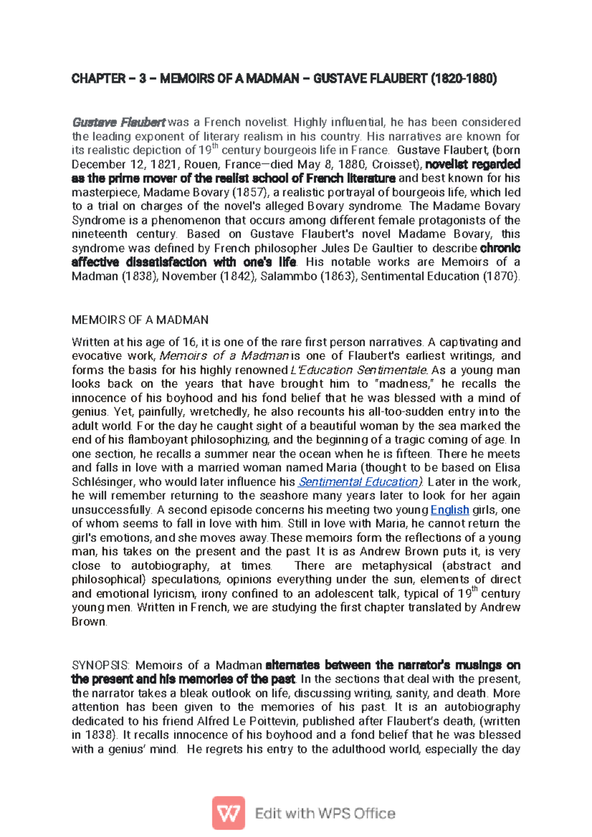 Memoirs OF A Madman NO DETAILS CHAPTER 3 MEMOIRS OF A MADMAN