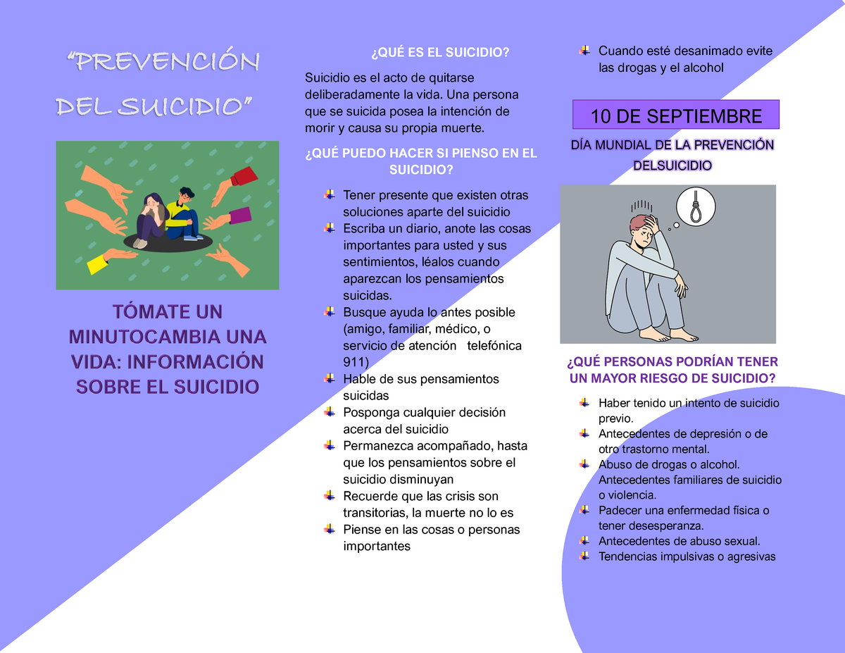 Suicidio - Triptico - “PREVENCIÓN DEL SUICIDIO” ¿QUÉ ES EL SUICIDIO ...