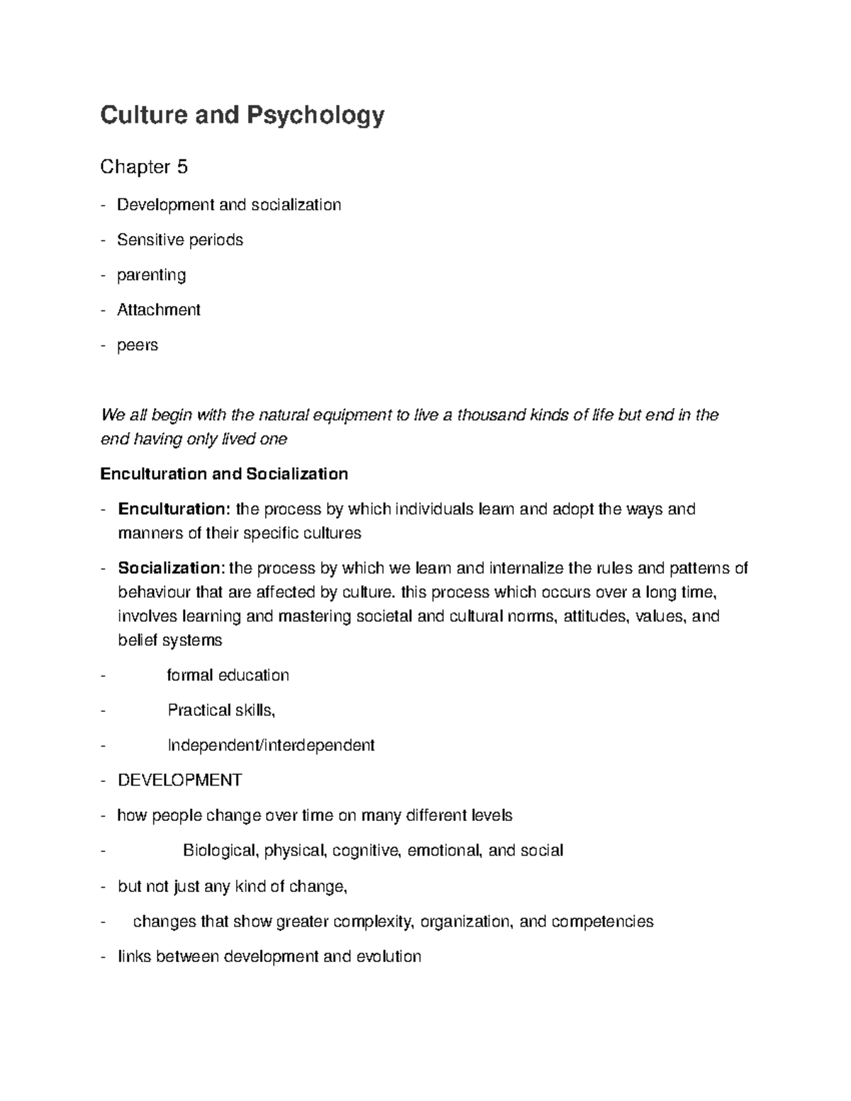 Chapter 5 - Lecture notes 5 - Culture and Psychology Chapter 5 ...