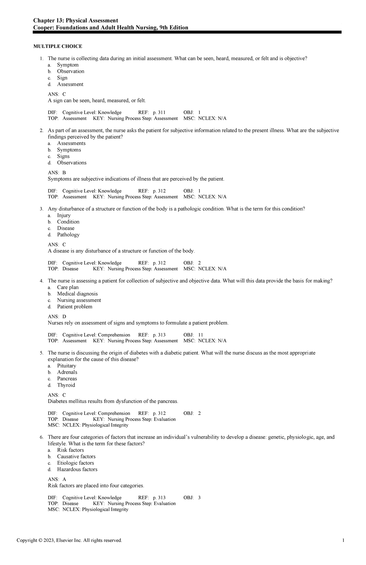 Exam View - Chapter 13 - will help you - Chapter 13: Physical ...