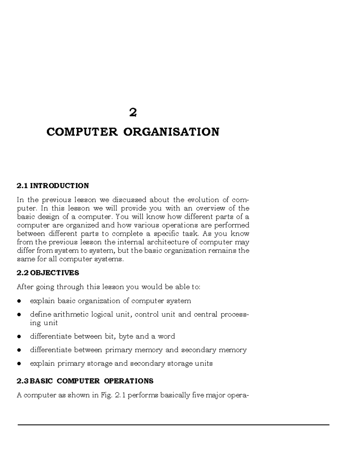 L2 - Computer Organisation - 2 COMPUTER ORGANISATION 2 INTRODUCTION In ...