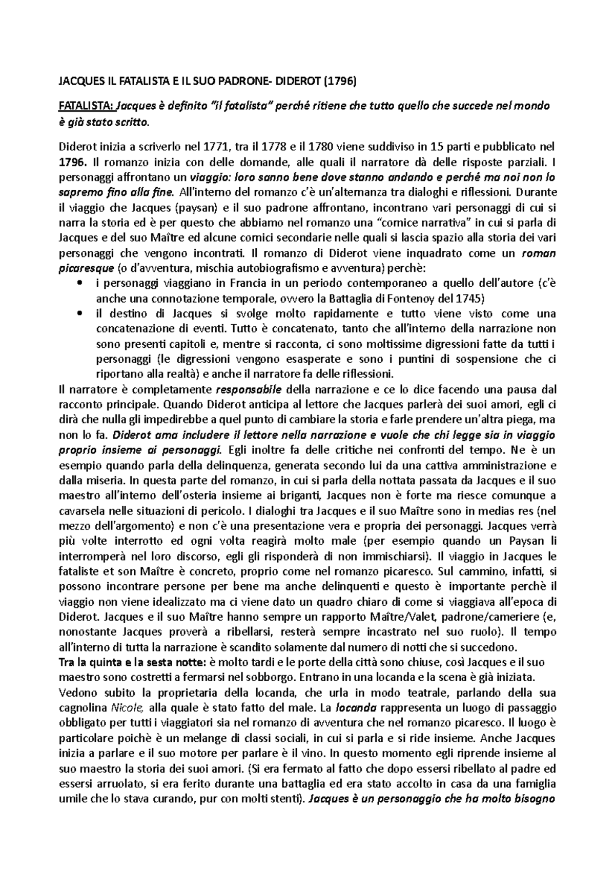 Jacques IL Fatalista E IL SUO Padrone JACQUES IL FATALISTA E IL SUO