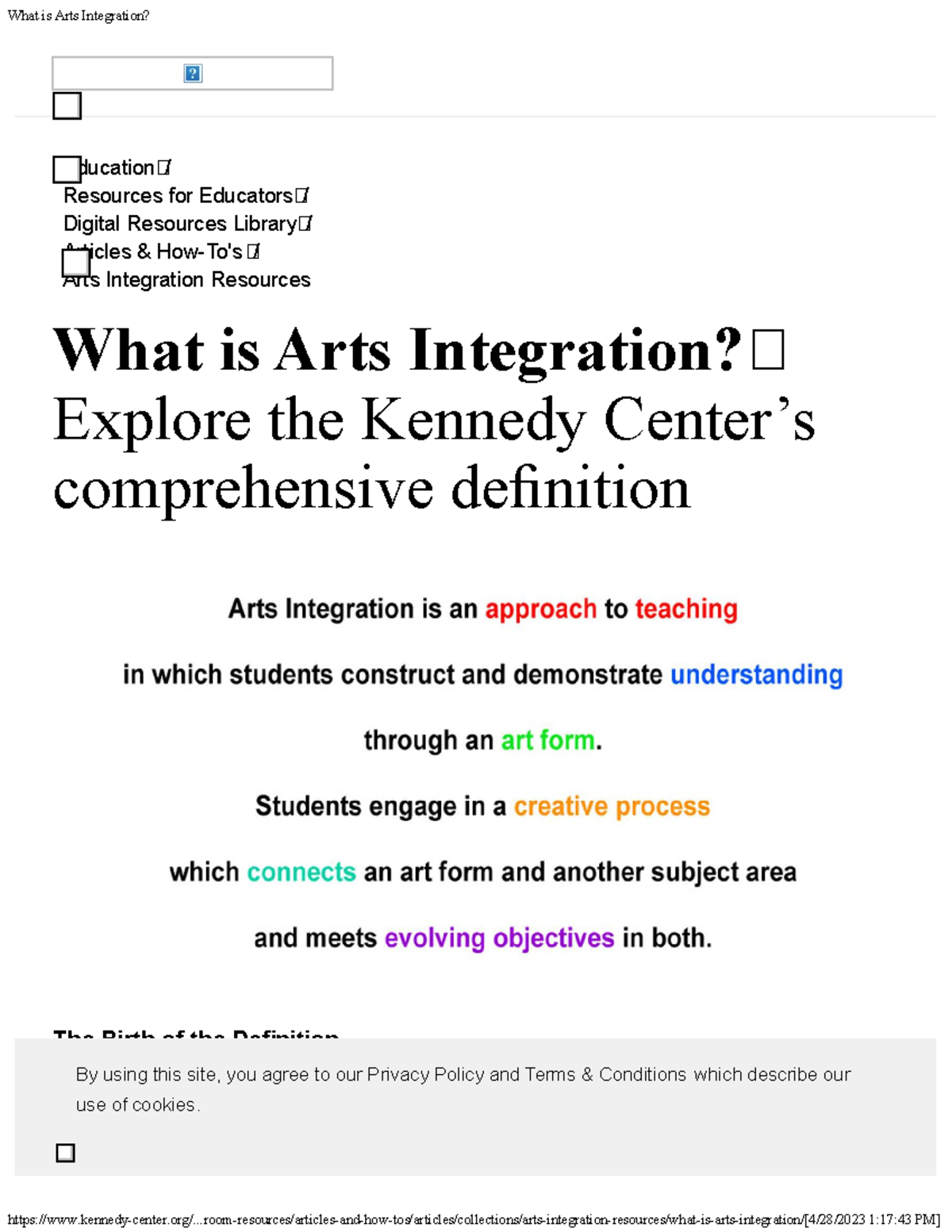 What is Arts Integration Education / Resources for Educators