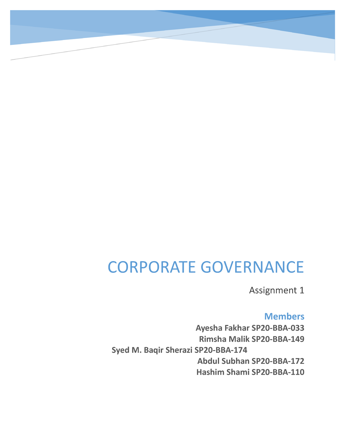 corporate governance assignment sample